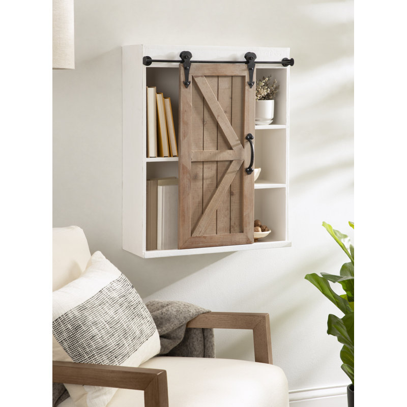 Armoire décorative à une porte de 27,6 po Malese, Blanc / Brun rustique