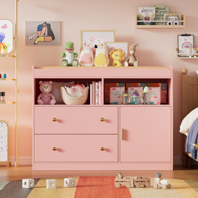 Changing Table Dresser With Drawers,modern Baby Dresser With Changing Table Top For Nursery,diaper Changing Station Organizer For Infants Newborn