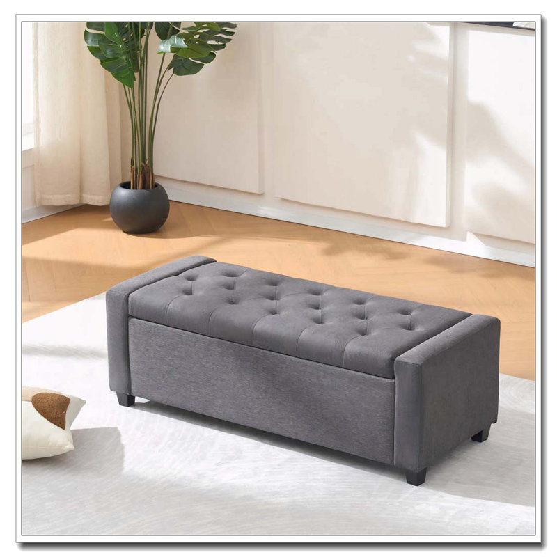 48" Storage Bedroom Bench, Grey