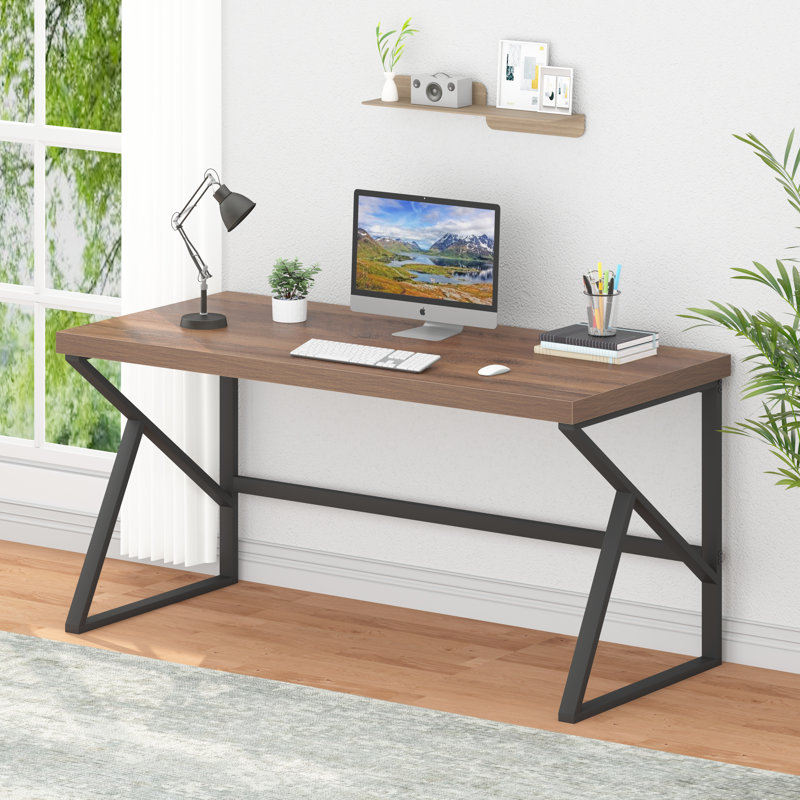 Kelleia Writing Desk, 29.5" H x 55.1" W x 23.6" D, Rustic Oak