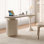 Bureau de 180 cm (70,87 po) en bois massif et bois d'ingÃ©nierie, finition blanche, design incurvÃ©, avec 2 tiroirs