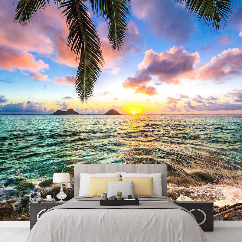 Murale à peindre Tropical Beach Shore Ocean Paradise, L 100 po x l 144 po