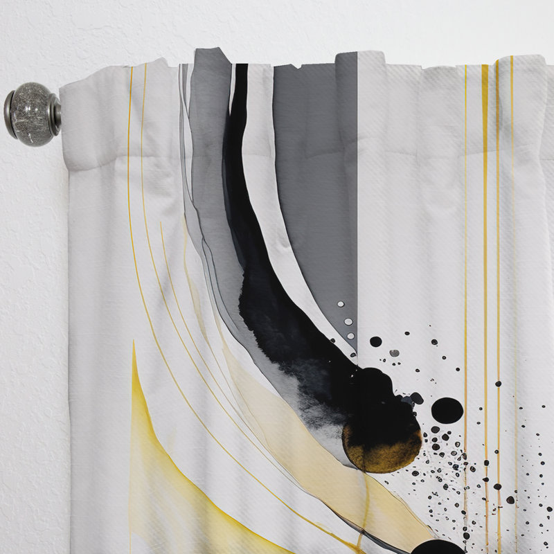 Cygnus - Abstract Transitional Shapes I - Modern Velvet Curtain - Room Darkening - 1 panel, 52" W x 63" L