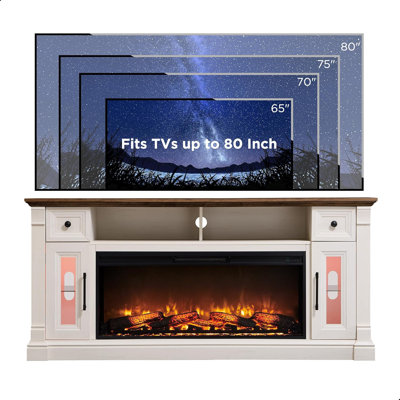 Diamandi Wood TV Stand with Fireplace