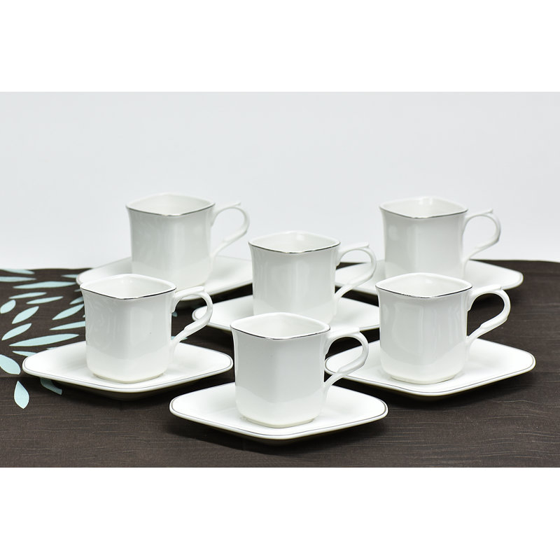 Ensemble de 6 tasses et soucoupes argentées Heyam