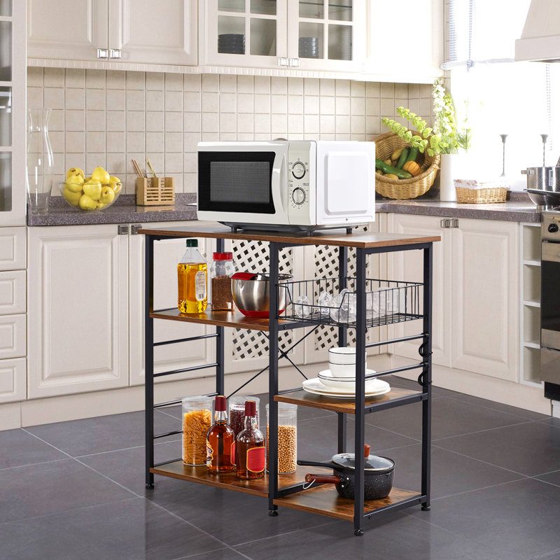 Kitchen Storage Rack Metal Frame Wood Look, Brown