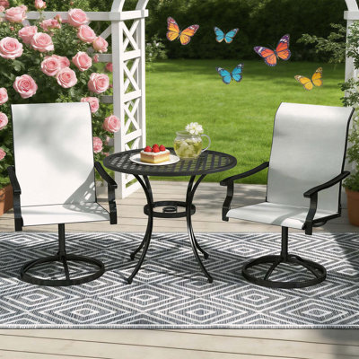 360° Swivel Mesh Patio Dining Chairs Set of 2 with Ergonomic High Back