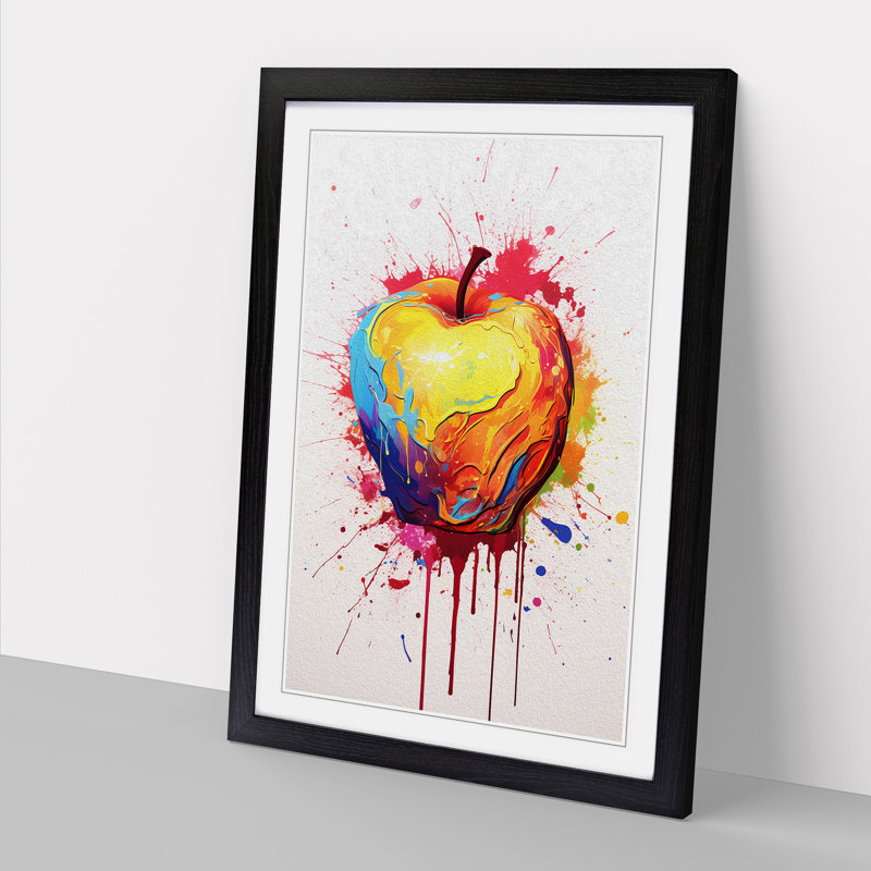 Apple Gestural - Framed Print, Black , 34cm H x 25cm W x 2cm D