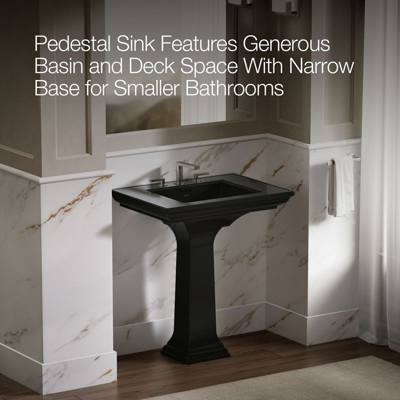 Memoirs® Stately 24" Pedestal Bathroom Sink with 4" Centerset Faucet Holes, Black, 8" Centers, 34.75" H x 22.19" W x 30.69" L