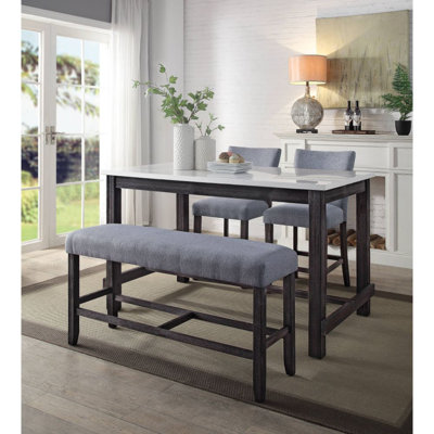 Yelena Counter Height Bench, Fabric & Weathered Espresso