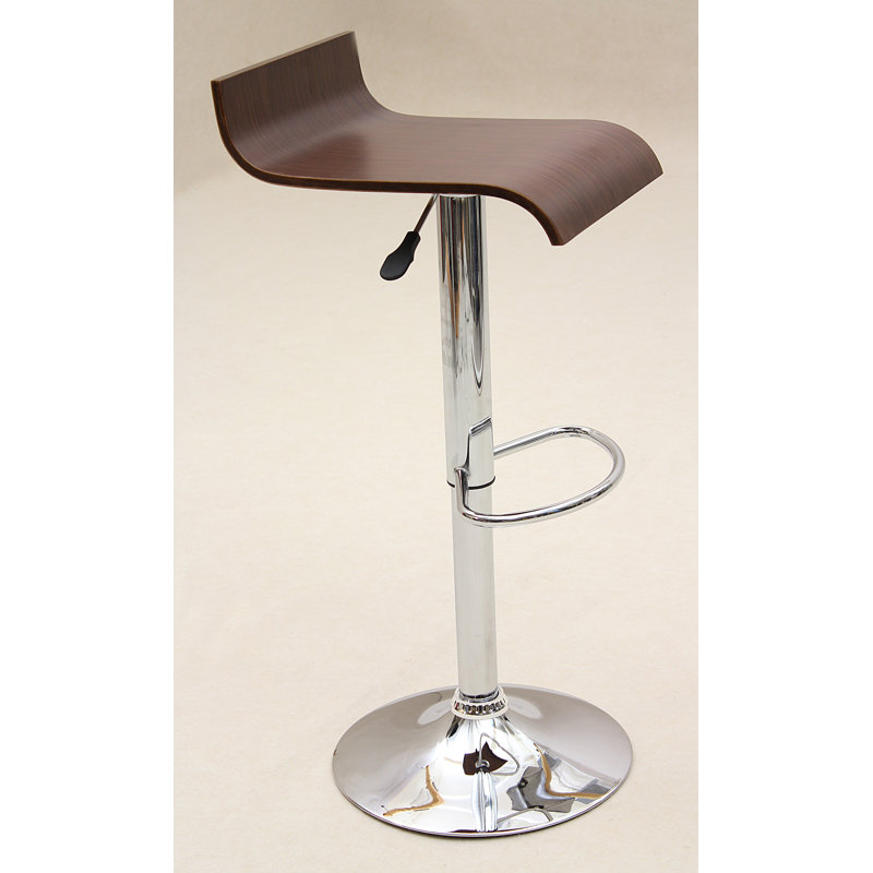 Hutchins Swivel Adjustable Height Bar Stool, Brown/Walnut