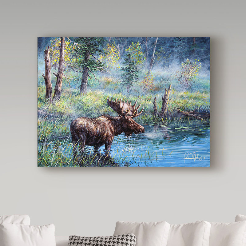«Moose Painting» par Fazulla, impression sur toile tendue, H 35 po x l 47 po x P 2 po