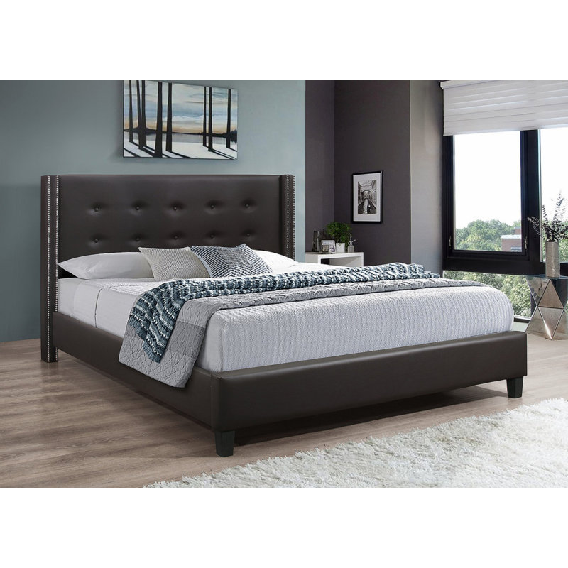 Lit plateforme tapissier Abriya, Double