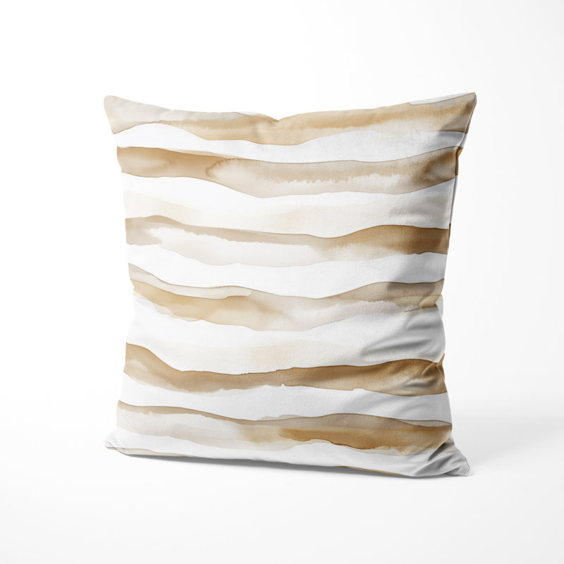Coussin à rayures - Coussin à motif de dunes brun et blanc Boho, H 18 po x l 18 po