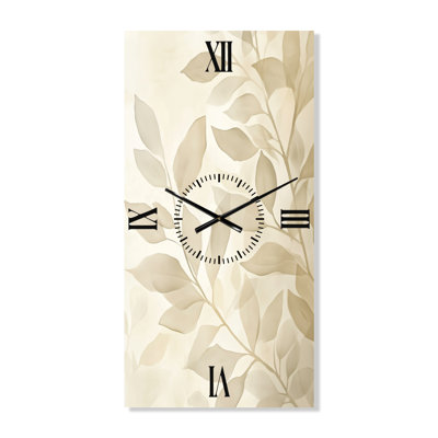 Horloge murale rustique grande taille - Feuilles botaniques d'automne brunes II