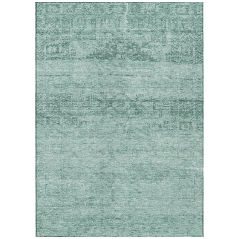 Tapis intérieur / extérieur 8 pi x 10 pi turquoise et bleu sarcelle lavable