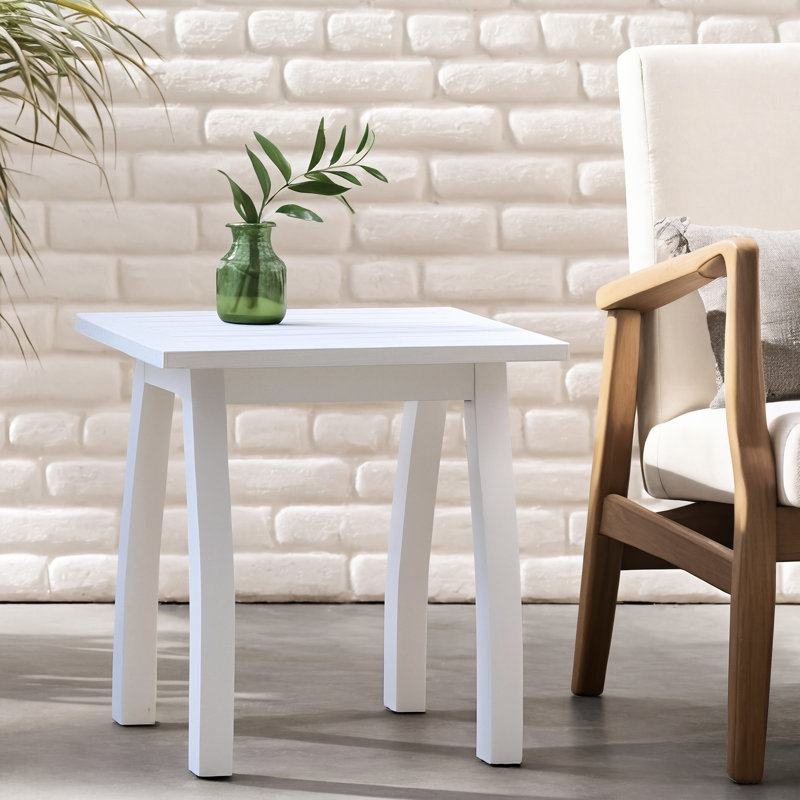 Table d'appoint rectangulaire Wood, Blanc