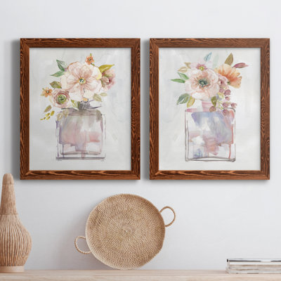 Mini Bouquet I - Ensemble de 2 peintures sur toile encadrées