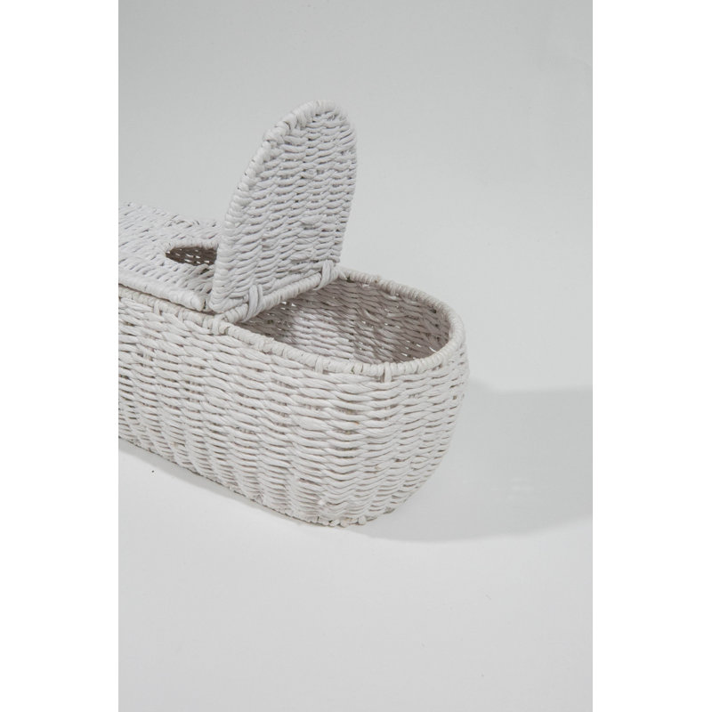 Hand Woven Decorative Basket, White