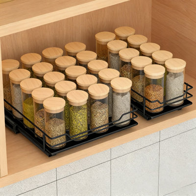 Heavy Duty Pull Out Spice Rack Organizer For Kitchen Cabinets & Pantry - Slide Out Storage For Spices, Canned Food & Sauces, Easy Install, Space Saving Design
