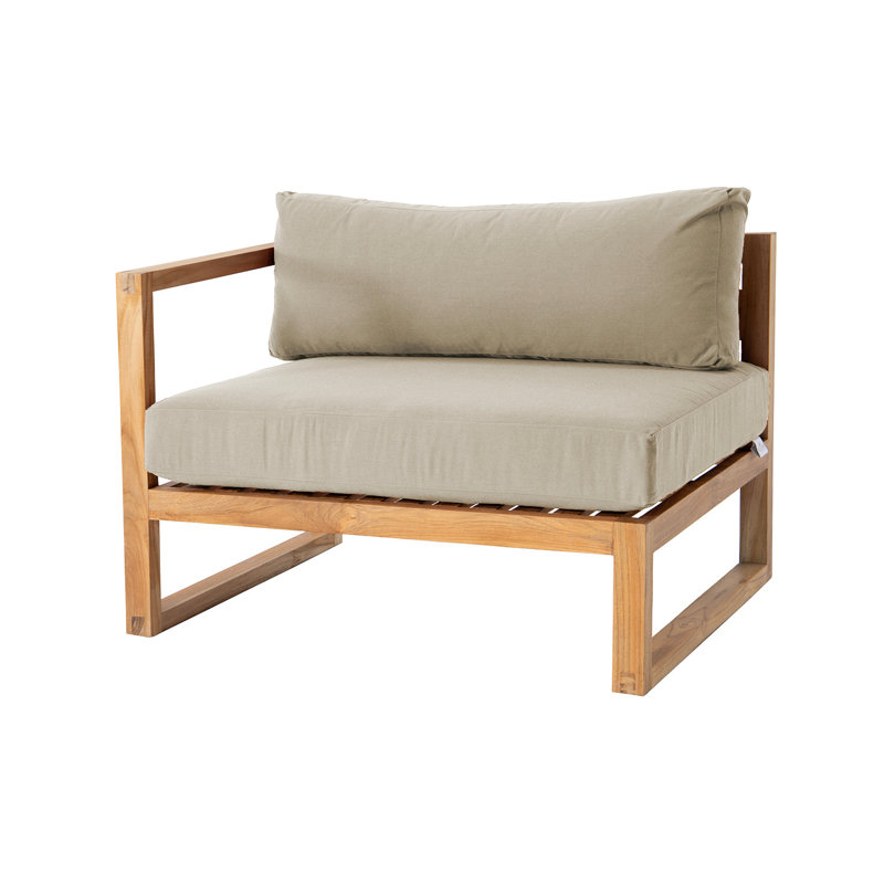 Méridienne d'extérieur en bois de teck Predag, Beige antique
