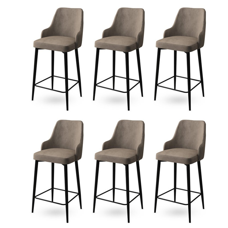 Ensemble de tabourets de bar modernes (6 pièces), cappuccino et noir, 17,7 x 41,3 x 16,9 pouces | Structure 100% métal, tissu Babyface, siège d'une hauteur de 28,7 po | Conception ergonomique avec dossier en mousse 18 pouces et siège en mousse 22 pouces pour plus de confort