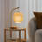 VidaLite - FOS Boho Brass Dimmable Table Lamp With hand Woven Bamboo Shade, Walnut Finish Base USB Port