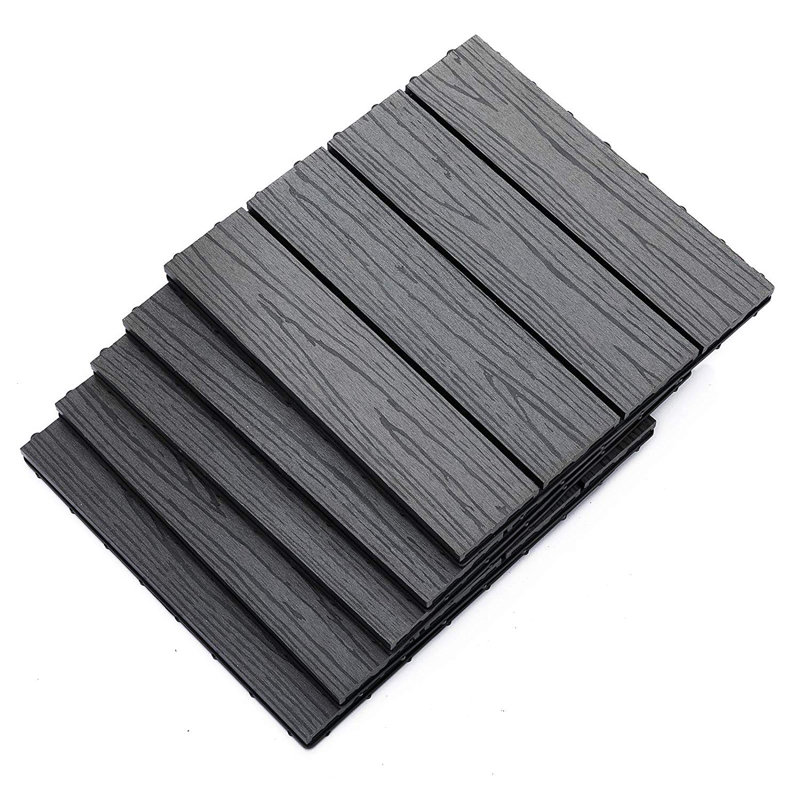 11.8" x 11.8" Composite Interlocking Deck Tile, Gray