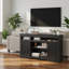 Meuble télé avec portes de grange coulissantes et rangement ouvert-606645187