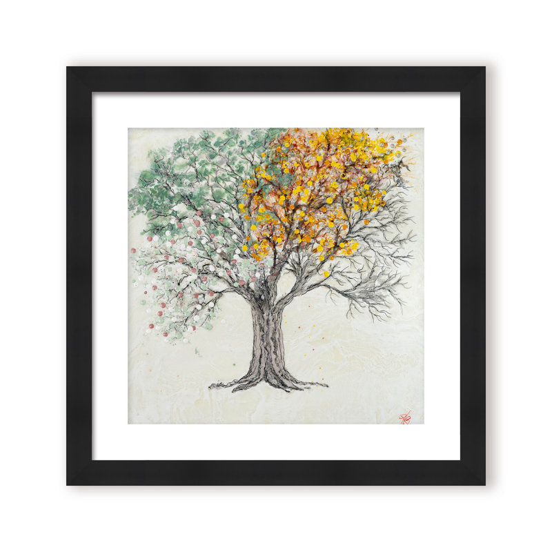 Nature Inspired "Changing Seasons" Canvas Wall Art By , 12" H x 12" W, Framed Matted Print, White