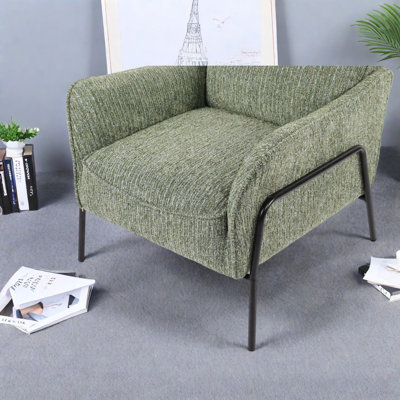 Chaises d'appoint rembourrées Comfort, structure en métal vert, salon moderne