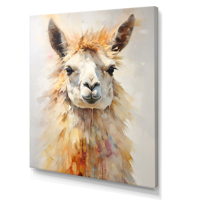 Furry Llama Portrait, reproduction d'art sur toile, H 40 po x l 30 po x P 1,5 po, Toile tendue