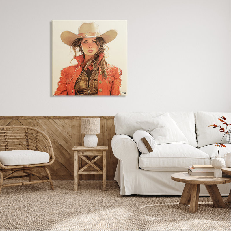 Cowboy en rouge sur toile par RB Print, H 30 po x l 30 po x P 1,5 po
