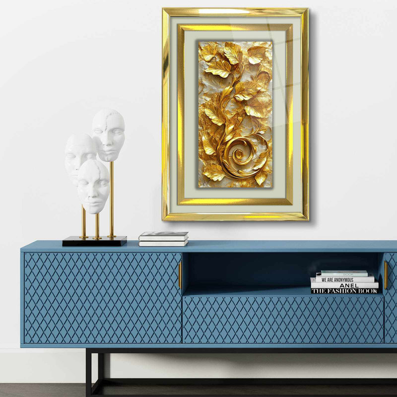 Élégante peinture décorative encadrée, 17,0 po x 25,6 po | 100% verre acrylique (épaisseur: 0,04 pouce) et cadre en bois massif (épaisseur: 1,0 pouce) | Art mural parfait pour le salon, la chambre à coucher et le bureau