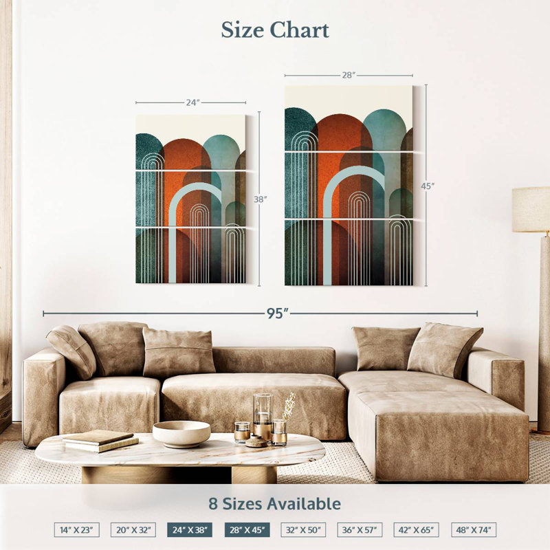 Avery Mid-Century Arches orange sarcelle I, H 38 po x l 24 po