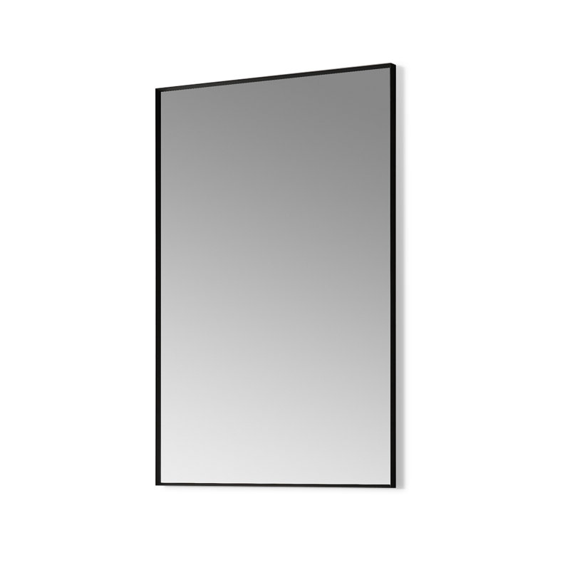 Metal Flat Wall Mirror, 36" H x 24" W, Black