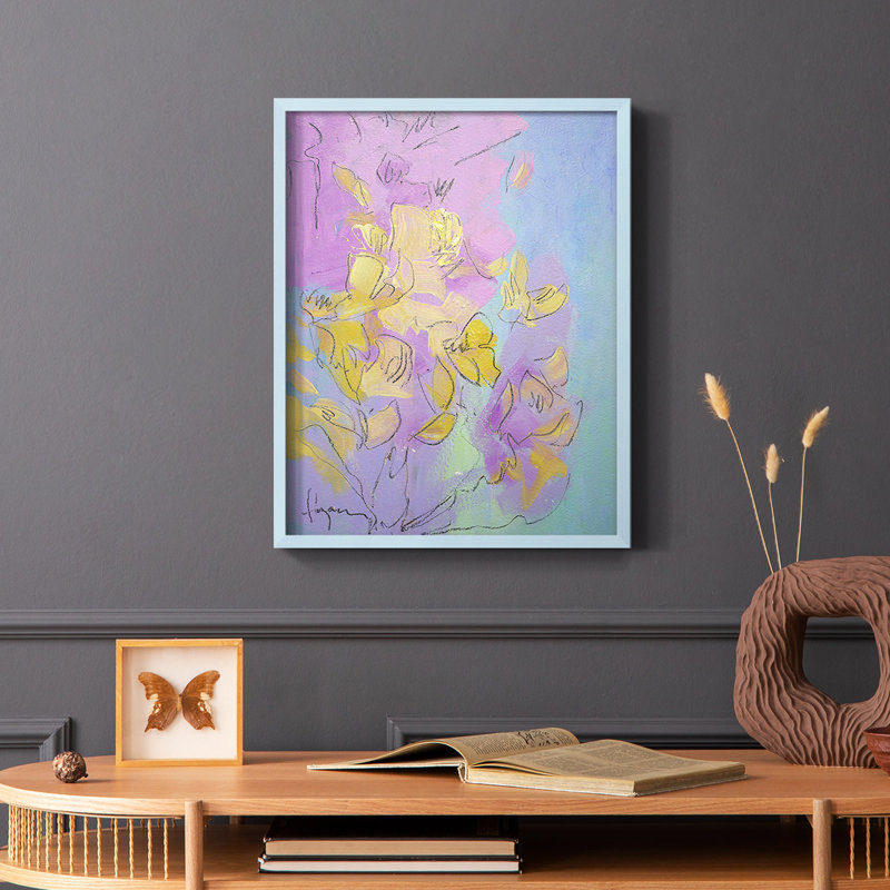 Dancing Heart Framed Print - Solid Wood, Blue, 10" H x 8" W