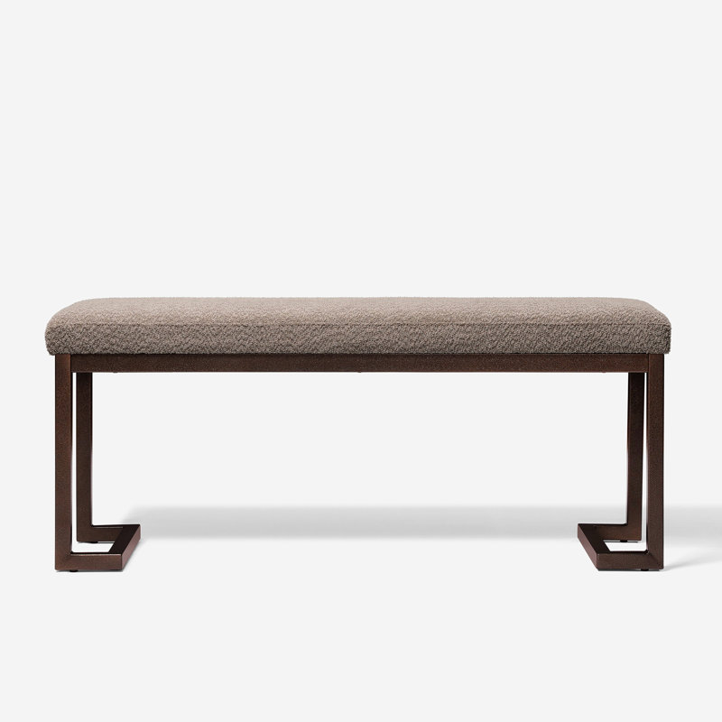 Banc rembourré gris - chambre à coucher, métal stable et tissu de chambre confortable en tissu gris, structure