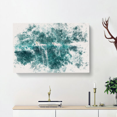 Surfing A Wave In Hawaii Watercolour - Wrapped Canvas Print