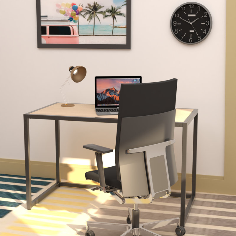 Brooklon Metal Base Writing Desk, Beech, Black