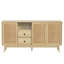 Buffet moderne Opaline de 61 pouces avec 3 portes coulissantes en rotin et 2 tiroirs