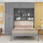 Grand lit escamotable en bois 2 tiroirs avec garde-robe et armoires-1170954841