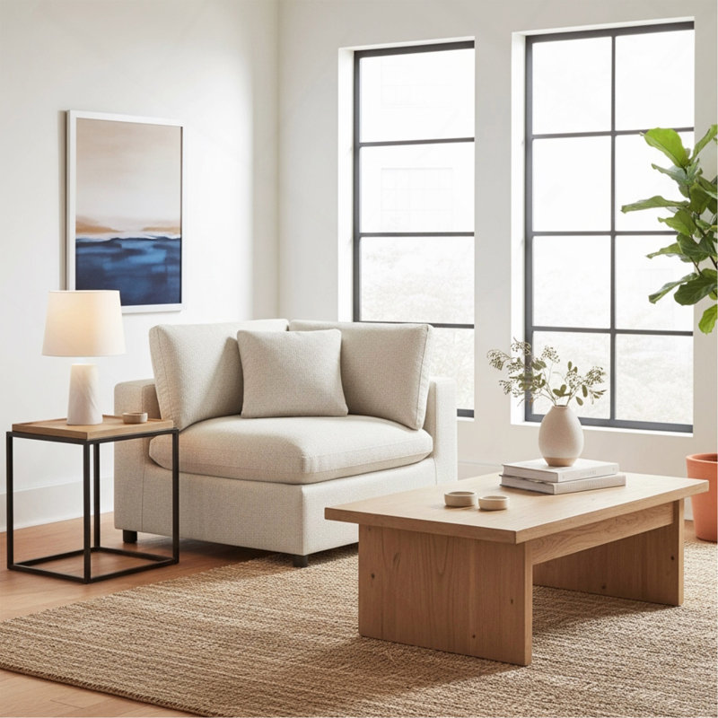 Fauteuil d'angle en coin - beige, Beige