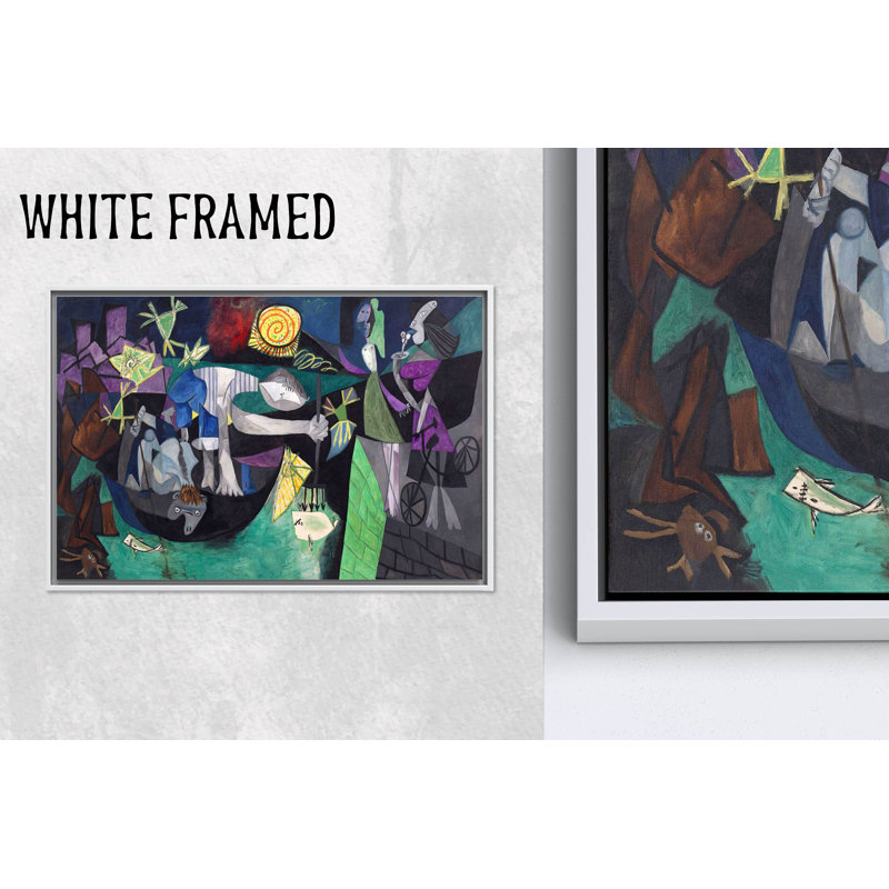 Toile imprimée Picasso «Night Fishing at Antibes», décor surréel moderne, 1P, 63,1 po H x 102,4 po l