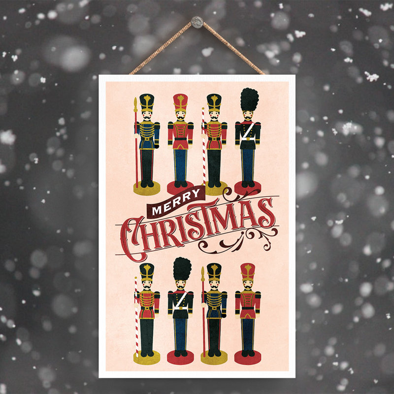 Xmas Merry Christmas Nutcracker Wooden Plaque, 18.5cm H x 12cm W x 0.9cm D