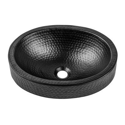 Lavabo de salle de bain ovale en aluminium martelé à la main en métal 17 po