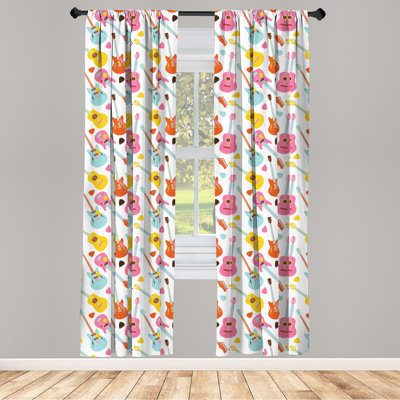 Guitar Semi-Sheer Rod Pocket Curtain Panels