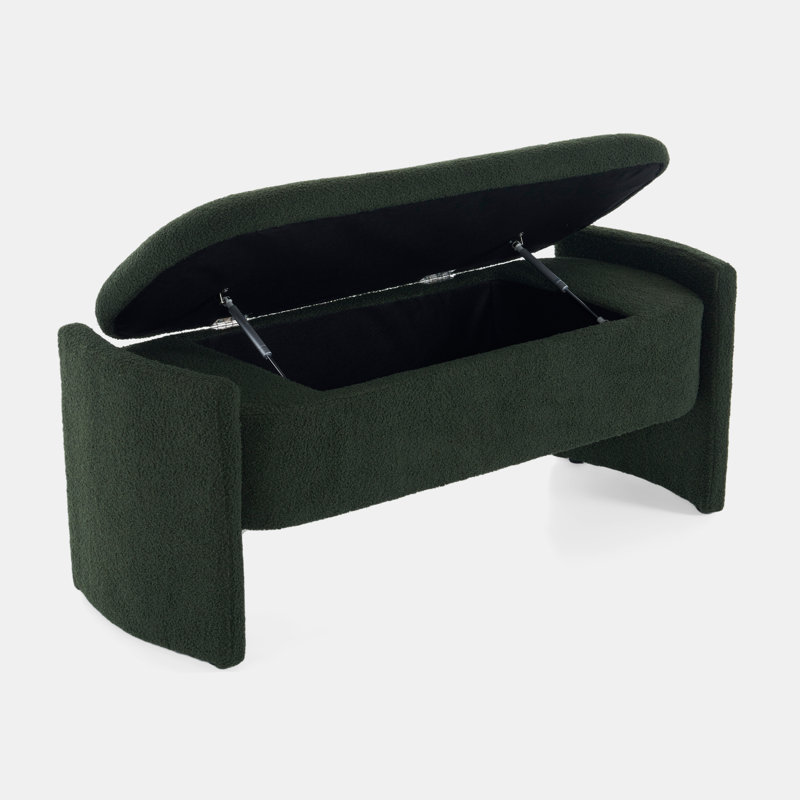 Simple Long shaped Ottoman Bench, Dark Green