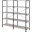 Bibliothèque rustique en bois flotté gris, 4 tablettes, utilisation de bureau, bibliothèque en métal noir à 4 tablettes et support noir