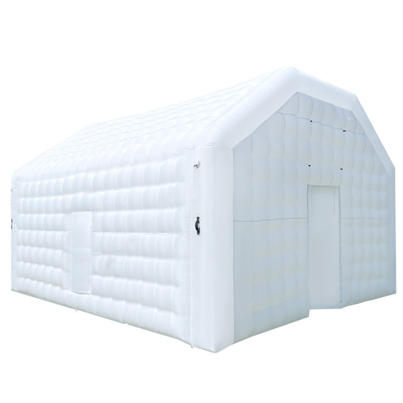 Grande discothèque gonflable blanche de 6 x 5 x 3,7 m (20 x 16,5 x 12 pi) avec souffleur, idéale pour les anniversaires, les événements scolaires, les fêtes de jardin et la location.